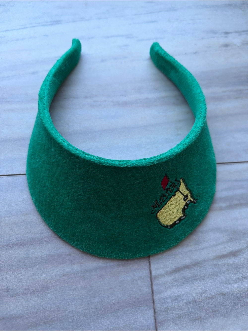 Masters Green Velvet Visor with Gold Logo